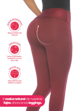 leggings con faja interna, leggings realce glúteos, leggings moldeadores mujer, leggings con elongación 4 vías, leggings vitamina E, leggings para entrenamiento y uso diario