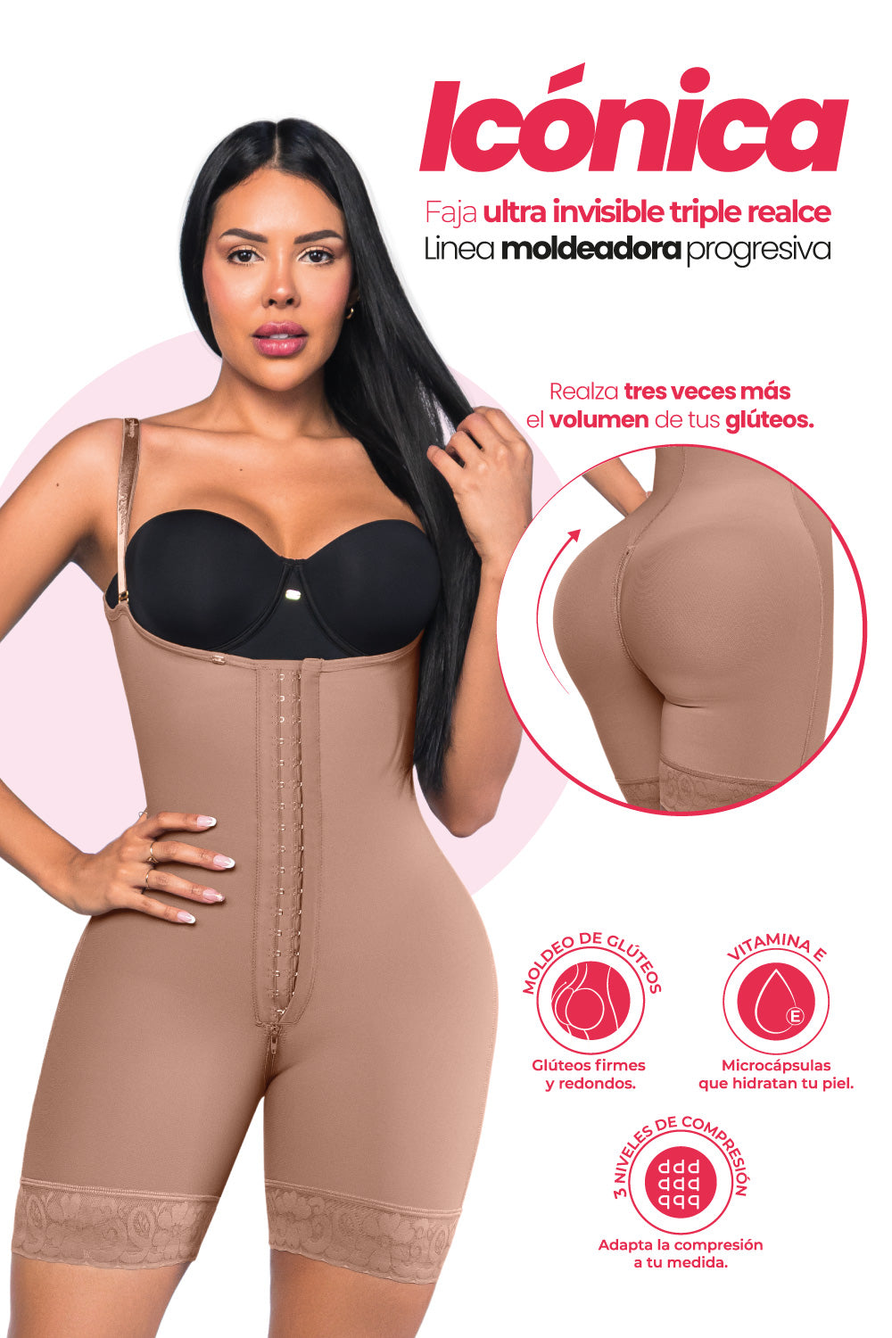 Faja SMI7156 – Faja con triple realce de glúteos – Compresión alta, efecto natural y tecnología Stagmi